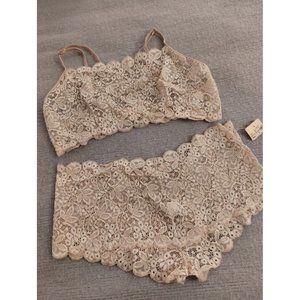 Sexy One Size Ivory Bra and Panty Set Stretch 💋 Nice ❤